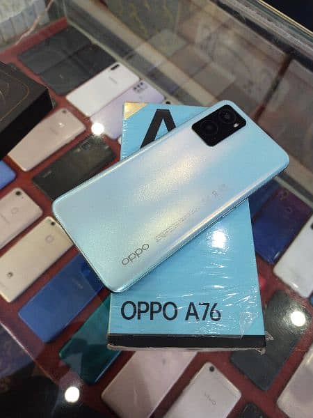 oppo A76 10 by 10 6 GB ram 128 rom with box charging 0
