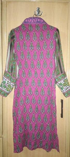 3 piece Beautiful Lawn colorful dress with chiffon dupatta and sleeves 5