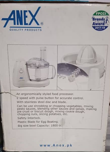 Anex Deluxe Food Processor Chooper Heavy Duty motor 6