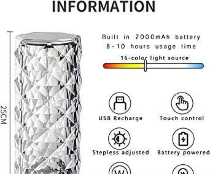 Rechargeable crystal diamond table lamp 3