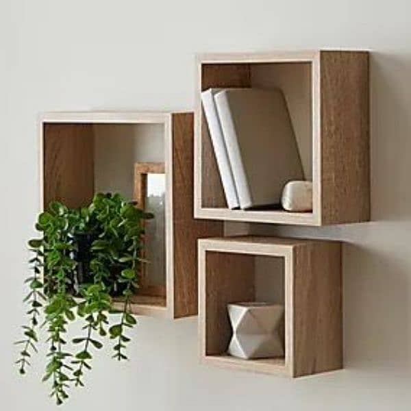 wooden decorations pieces wall mounted shelves 4