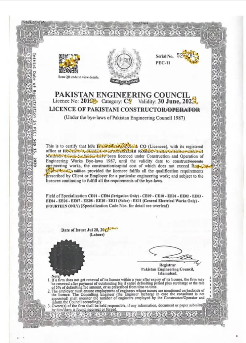 PEC (Pakistan Engineering Council) Registration OR FIRM RENEWAL 2