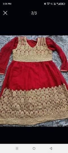 Red Chiffon embroidered frock with dupatta 0