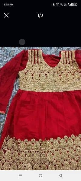 Red Chiffon embroidered frock with dupatta 1