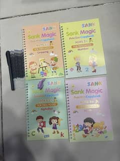 pack of 4 sank magic practice book with 10 refills ,pen and gripper