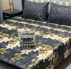3pcs Cotton Salonica Printed Double Bedsheet