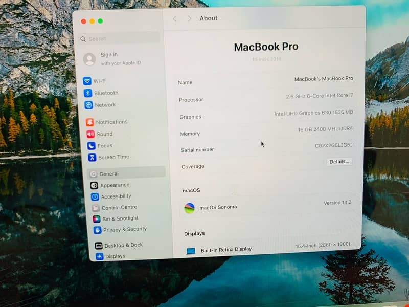 Mackbook pro 2018 i7 16Rm 512ss 4 Gbgarif card Touch Bar 15 inches s 1