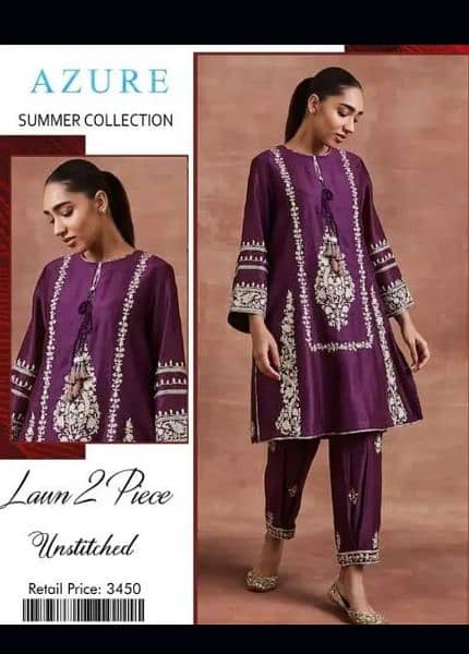 2pc unstitched suit for women's embroidered unstitched dress 8
