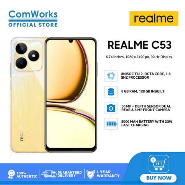 Realme C53 6/128 urgent sale. 6 months warranty 3