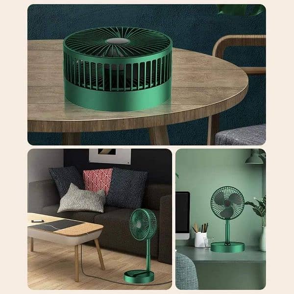 Foldable Telescopic Table Fan with 3 Speeds Control Rechargeable 1
