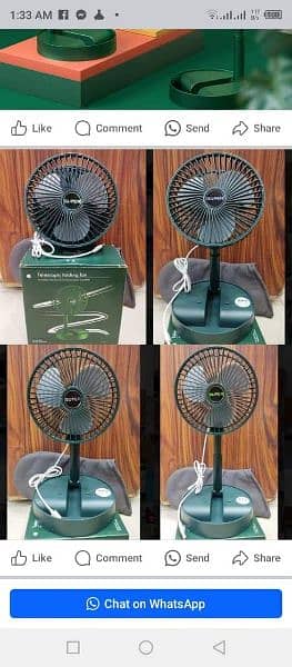 Foldable Telescopic Table Fan with 3 Speeds Control Rechargeable 4