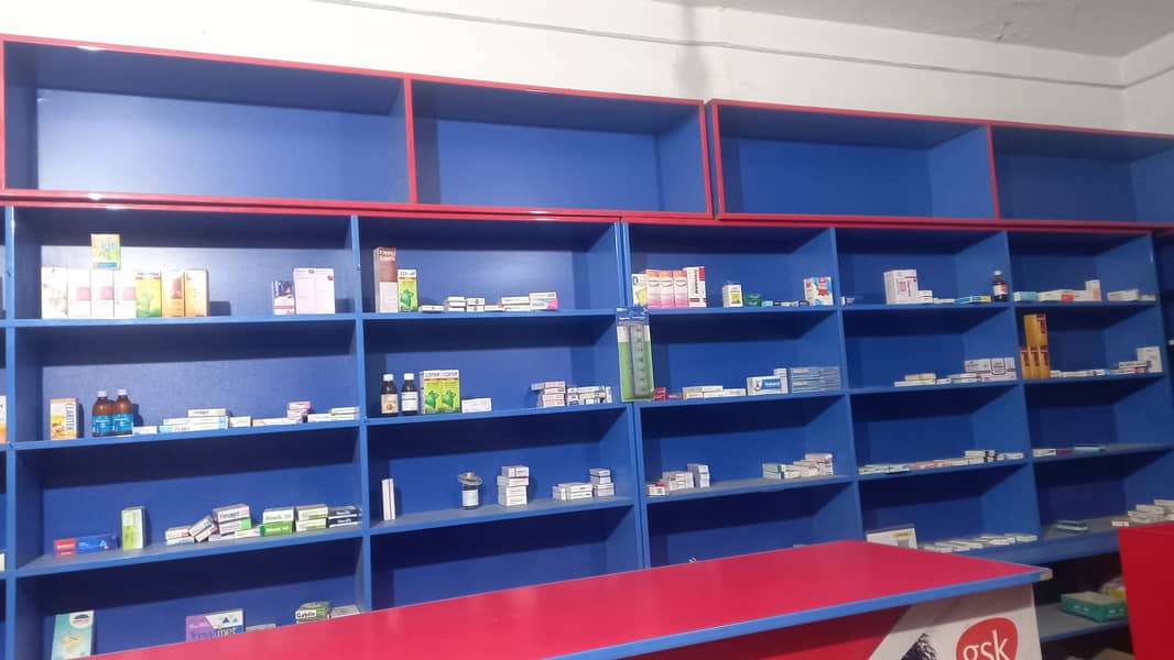 Medical Store Counter, Racks, Shelves (with glass shelves) Lahore 8