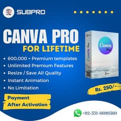 Canva Pro subscription for Lifetime in Rs. 250/- 0