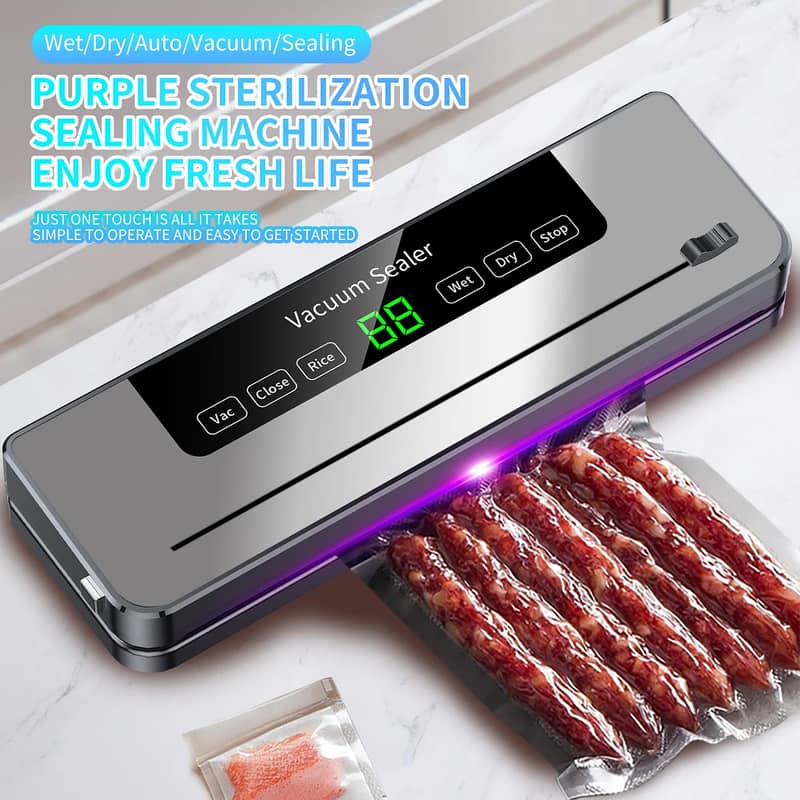 Electric Vacuum Sealer Dry/Wet Food Sealed Packaging Kitchen Food 4