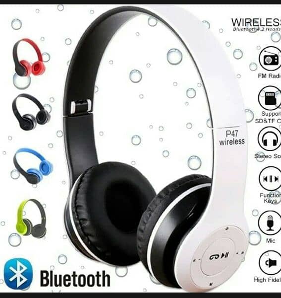 P47 Wireless headphones with Microphone Bluetooth Foldable headset etc 1