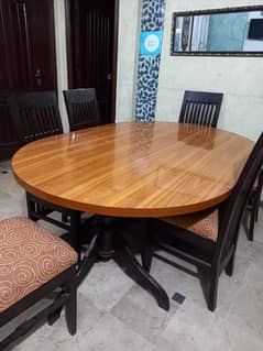 wooden table with six chair (dinning table