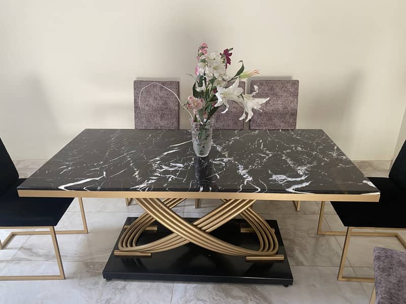 Marble dining table with 8 dining chairs. 6