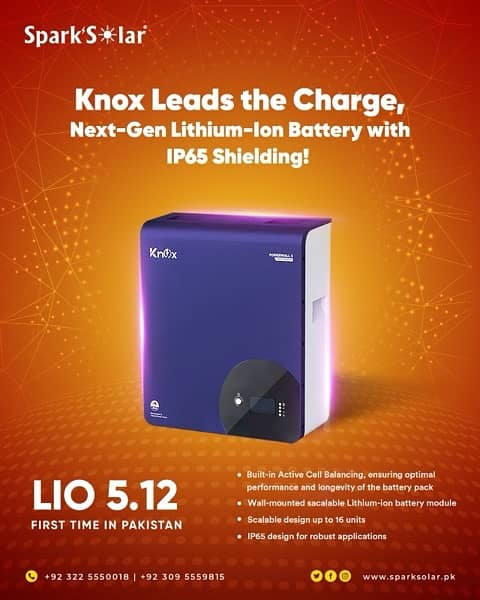 Knox IP65 LIO 5.2kw Lithuim Battery Bank 100ah 48v 5Year Warranty 0