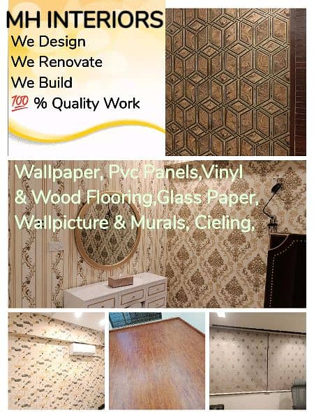 pvc panel,woden&vinyl flor/led rack/walpapr/ceiling,blind/gras/flx 4