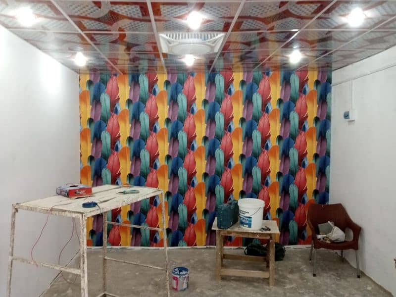 wallpaper/pvc panel,woden & vinyl flor/led rack/ceiling,blind/gras/flx 4