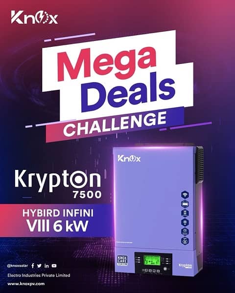 Knox Infinisolar V3 Krypton 7500 6kW Wifi BMS Dual Output hybrid Solar 0