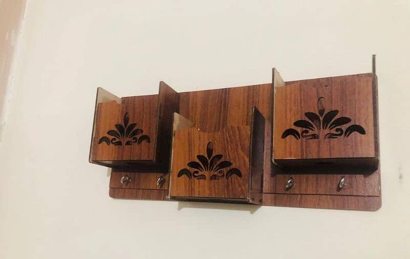 Wooden Wall Key and mobile Holder in 3 different design in one Price. 3