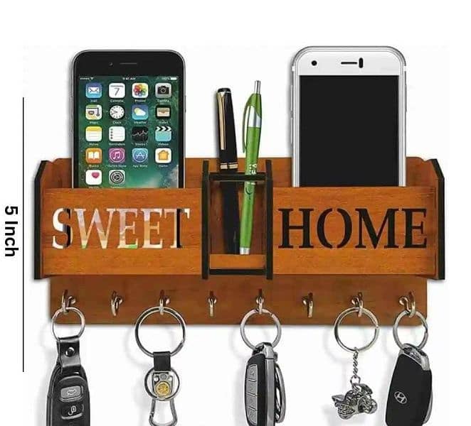 Wooden Wall Key and mobile Holder in 3 different design in one Price. 5