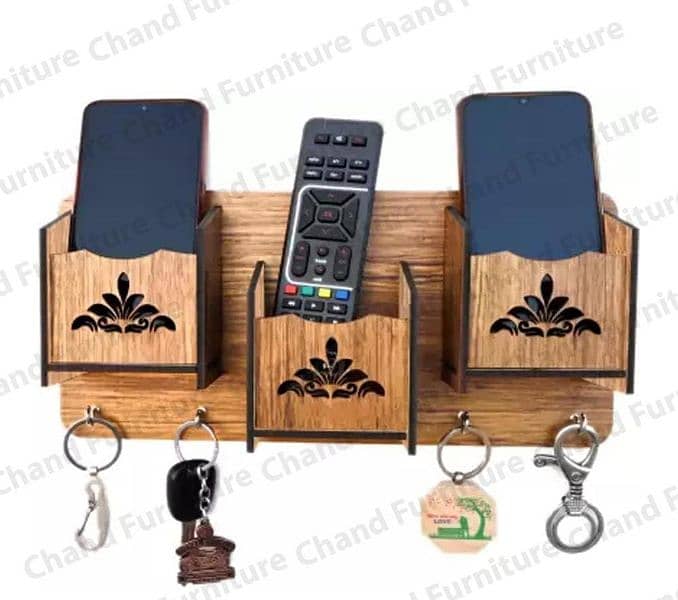 Wooden Wall Key and mobile Holder in 3 different design in one Price. 2