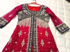 Beautiful Red Bridal Wear With Blue Touch Of Designing