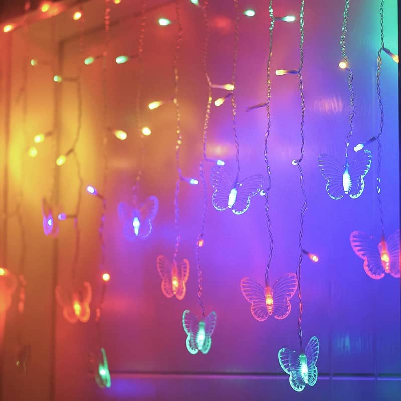 Butterfly Curtain Fairy Lights 8 Modes 48 LED Window USB Waterproof 16
