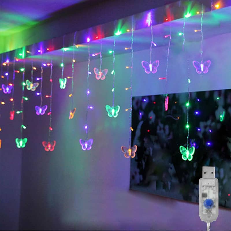 Butterfly Curtain Fairy Lights 8 Modes 48 LED Window USB Waterproof 18