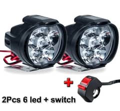 2 Pcs Motorcycle Headlights Plus Switch LED White Super Bright
