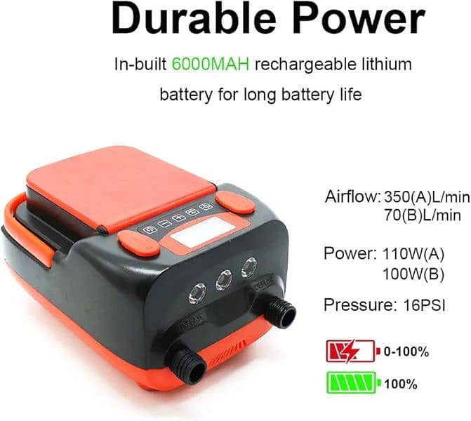 Paddle Board Air Pump Rechargeable  SUP DC12V 110W Electric Air Pump 1