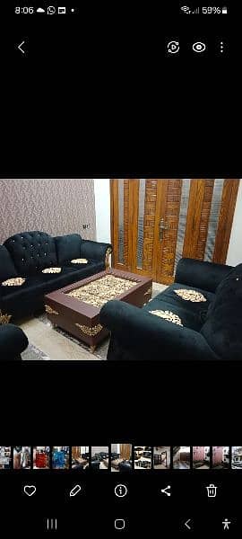 good looking sofa set with wood table + glass 1