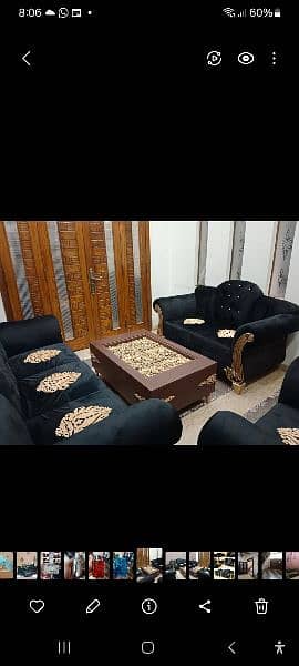 good looking sofa set with wood table + glass 2