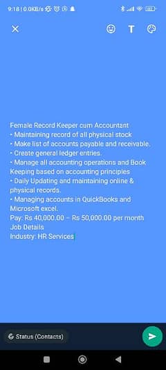 Female Account Assistant