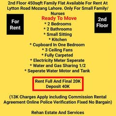 2nd Floor 450sqft Family Flat For Rent At Lytton Road Mozang Lahore