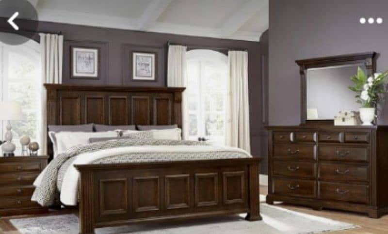 double bed set, king size bed set, sheesham wood bed set, complete set 2