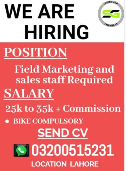Field Marketing and sales staff Required 1