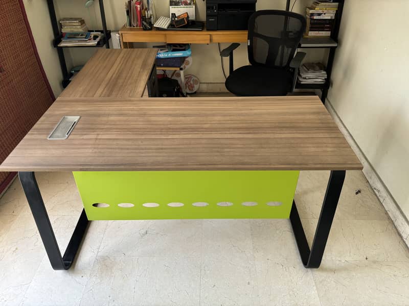 L-Shaped Office Computer Table (Interwood Mobel Made) with Staff Chair 1