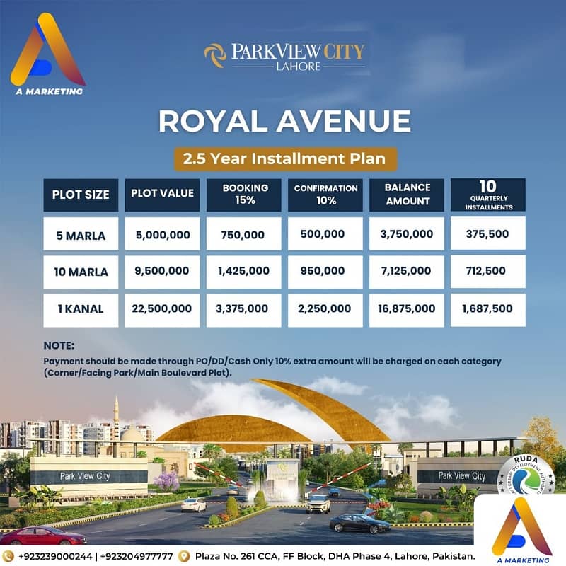 5 Marla plot for sale in royal avenue on installments. 0