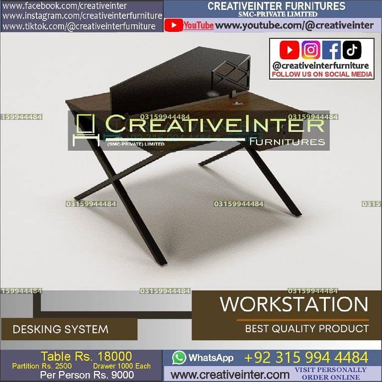 Office workstation table front desk Executive chair meeting Furniture 2