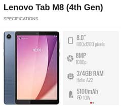 Lenovo Tab M8 HD 4th gen ( Full Box ) - Calling | 4/64GB Storage | 8.0