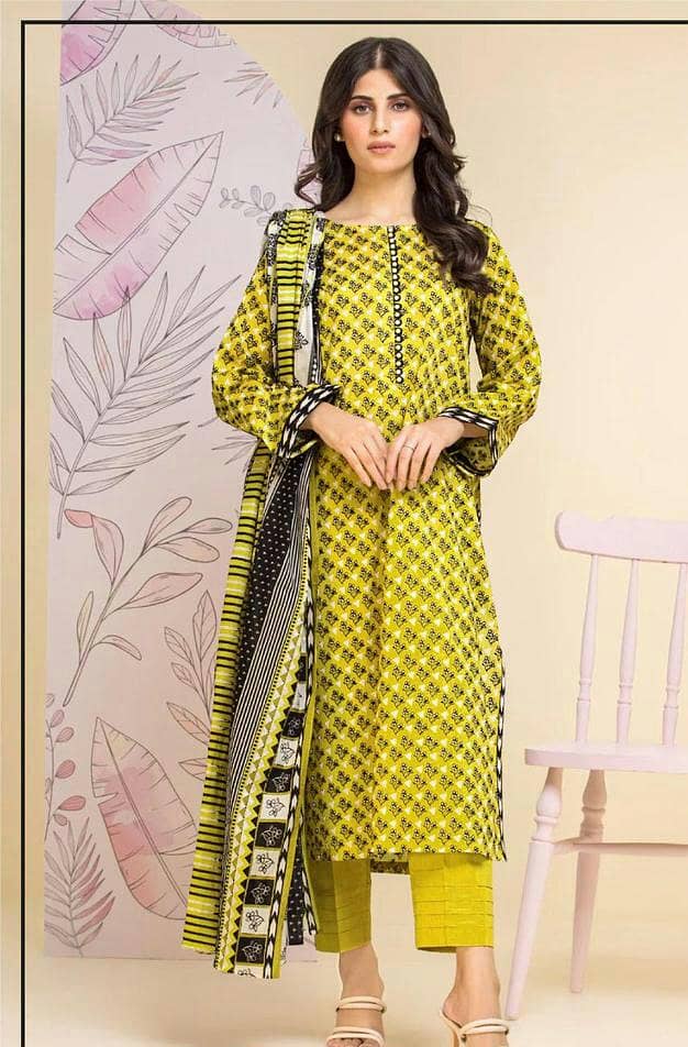 3 Pcs Women´s Unstitched Lawn Printed Suit 1