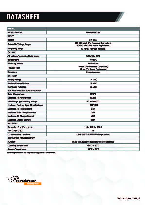 Max Power Suntronic Pro 4KW (PV5000) & 6KW (PV7000) 2