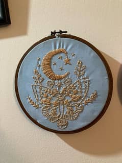 custom moth embroidery frame