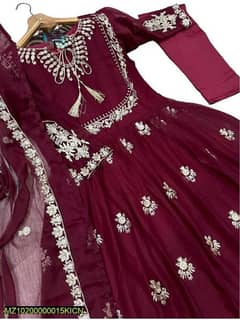 3 pcs women’s stitched chiffon embroidered suit