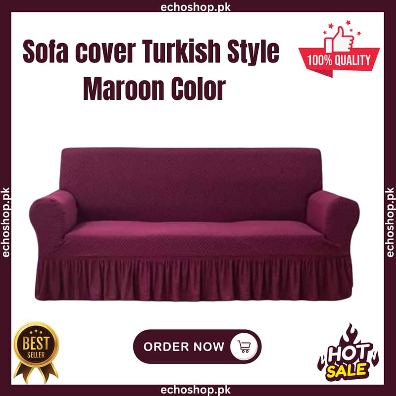 Sofa Cover Turkish Style Red Color Stretchable Mash Fabric 0