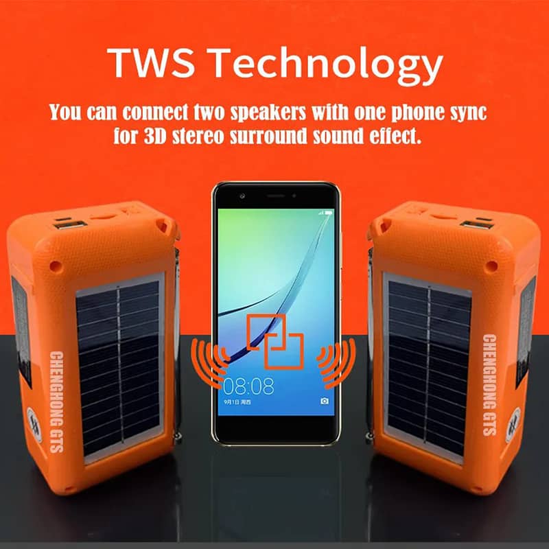 GTS-1602 Portable Bt Bluetooth Wireless Powered Solar Speaker Usb Mini 1
