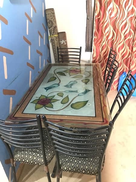 Iron rod table with glass top 0